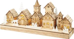Decorațiune căsuțe LED Lumineo lemn 30x13,5 cm