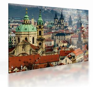 Tablou pe sticlă - Panorama din Praga (70x50 cm)