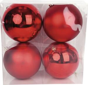 Set globuri Crăciun Lafiora plastic Ø 20 cm roșu 4 buc