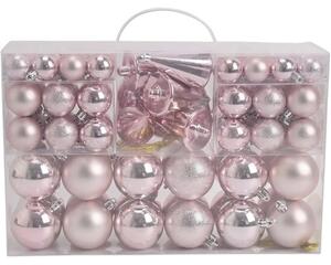 Set globuri Crăciun Lafiora plastic roz 100 buc