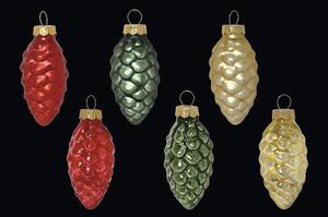 Set globuri Crăciun Lafiora sticlă Ø 6 cm roșu/auriu 16 buc