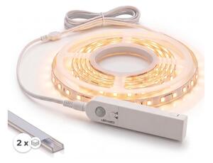 Set 1x bandă LED cu senzor FLEX LED/3,6W/4xAA 2 m + 2x profil încastrat 1 m