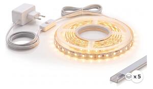 SET 1x bandă LED MYLIVING LIGHTSTRIP LED/22W/230V 5m + 5x profil încastrat 1 m