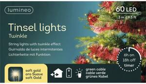 Ghirlandă luminoasă Lumineo Lametta 60 LED-uri 2,95 m roșu
