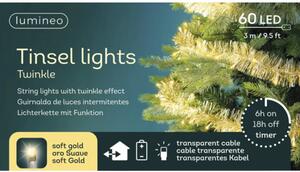 Ghirlandă luminoasă Lumineo Lametta 60 LED-uri 2,95 m auriu