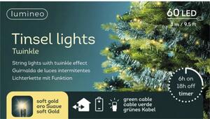 Ghirlandă luminoasă Lumineo Lametta 60 LED-uri 2,95 m verde