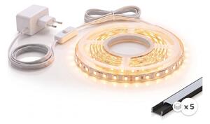 SET 1x bandă LED MYLIVING LIGHTSTRIP LED/22W/230V 5m + 5x profil încastrat 1 m