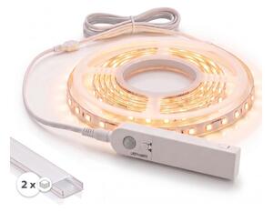 Set 1x bandă LED cu senzor FLEX LED/3,6W/4xAA 2 m + 2x profil încastrat 1 m