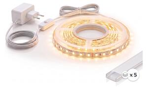 SET 1x bandă LED MYLIVING LIGHTSTRIP LED/22W/230V 5 m + 5x profil încastrat de 1 m