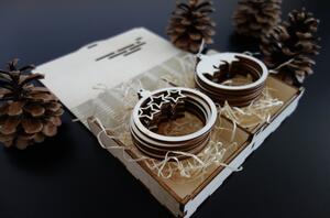 Ornamente vintage din lemn pentru Crăciun, 1 set-12 bucăți