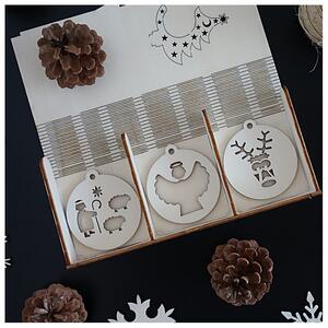 Decoratiuni din lemn de Craciun din lemn, 1 set-18 bucati