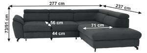 KONDELA Canapea cu funcţie de reglare a adâncimii şezutului, gri, model dreapta, COPER
