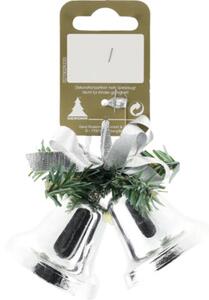 Decorațiune clopoțel cu agățătoare plastic 10x8 cm argintiu