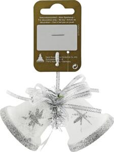 Decorațiune clopoțel cu agățătoare plastic 10x8 cm alb