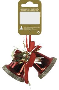 Decorațiune clopoței cu agățătoare H 5 cm auriu/roșu