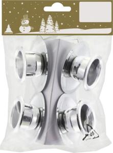 Suport lumânare metal Ø 2,5 cm argintiu 4 buc