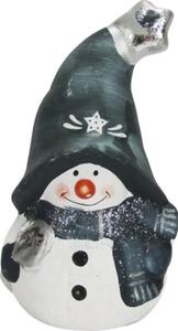Figurină Om de Zăpadă ceramică 11 cm alb verde