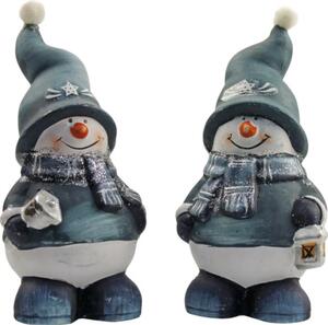 Figurină Om de Zăpadă ceramică 13 cm alb verde 2 buc