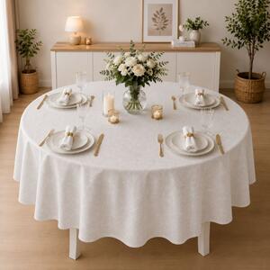 Fata de masa teflonata, rotunda, diametru 140cm, Crem floral F15