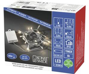 Ghirlandă luminoasă 40 LED-uri Konstsmide cu întrerupător alb cald