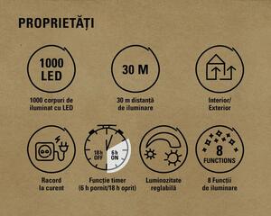 Ghirlandă luminoasă 1000 LED-uri pentru exterior Lafiora 30 m chihlimbar