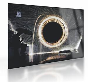 Tablou pe sticlă - Show de lumini în ploaie (70x50 cm)