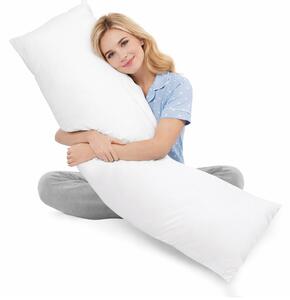 Perna pentru dormit lateral cu husa din bumbac detasabila 145x45 cm Kidizi, culoare alba