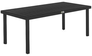 Outsunny Masă de Grădină cu Blat Textură Lemn 190x90 cm pentru 8 Persoane, Masă de Dining de Exterior Dreptunghiulară din Aluminiu și Plastic, pentru Terasă, Balcon, Negru | Aosom Romania
