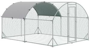 PawHut Coteț pentru Găini de Exterior, 2.8x3.8x2m Recintă din Oțel Zincat cu Acoperiș Impermeabil Anti-UV și Încuietoare, Găini, Iepuri și Rațe | Aosom Romania