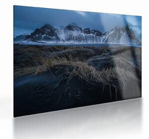 Tablou pe sticlă cu priveliște spre vărfurile Islanda (70x50 cm)