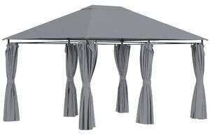Outsunny 3x4 m Gazebo de Exterior din Oțel cu 6 Perdele Detașabile și Orificii de Drenaj, Gri | Aosom Romania