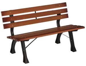 Outsunny Bancă cu 2 locuri, pentru grădină și terasă, fontă de aluminiu + lemn natural, 120 x 57 x 70 cm, Maro | Aosom Romania