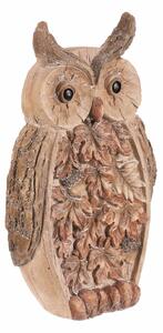Decorație de toamnă Bufniță cu iluminare, 21 x 12x 37 cm, magneziu, imitație de lemn