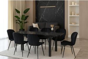 Set masă extensibilă Roma Negru cu 6 Scaune Topaz Negru