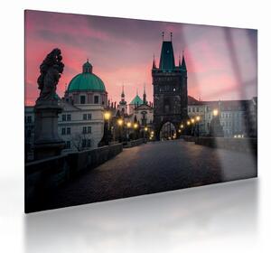 Tablou pe sticlă - Pe podul lui Carol,Praga (70x50 cm)