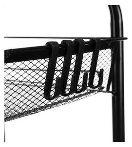 Raft bucatarie, organizator mobil cu 3 cosuri depozitare, 4 carlige, 4 roti, fier, 65x25x44 cm