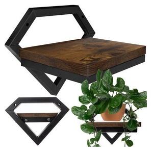 Suport pentru flori, fixare pe perete, greutate suportata 10 kg, blat MDF, cadru otel, 19 x 23 x 20 cm