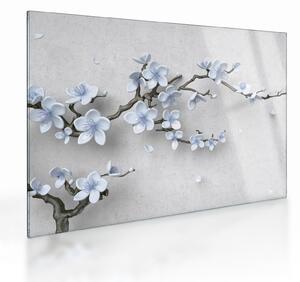 Tablou pe sticlă cu flori albastre (70x50 cm)