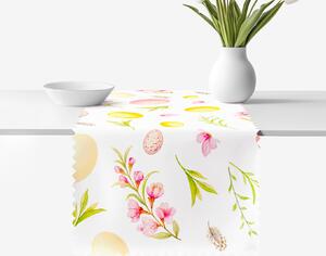Goldea napron de masă teflonat de paște - ouă de paște cu flori 35x140 cm