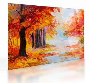Tablou pe sticlă - Pictura, toamna colorată (70x50 cm)