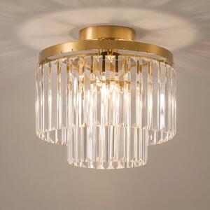 Lindby Plafonieră Felicity, Ø 30 cm, alamă, sticlă de cristal, reglabil, Transparent, Camera de zi / sufragerie, Sticlă, Modern