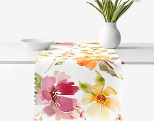 Goldea napron de masă teflonat - flori de hibiscus 35x140 cm