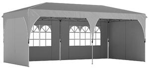 Outsunny Foișor 3x6 m Pliabil Tip Pop-Up cu Înălțime Reglabilă, Pereți Laterali, Benzi Reflectorizante, Saci de Nisip, Geantă de Transport, UV50+, pentru Camping, Petreceri, Gri Deschis | Aosom Romania