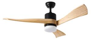 ZEVENTI - NATURITO ventilator de tavan LED, 18W, 230V, Wi-Fi Tuya, negru/stejar + telecomandă