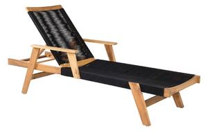 Şezlong Dallas 1081101x73cm, Salcâm, Negru, Frânghie