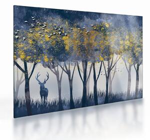 Tablou pe sticlă cerbul în pădure (70x50 cm)