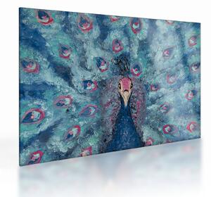 Tablou pe sticlă cu păun pictat (70x50 cm)