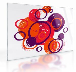 Tablou pe sticlă - Motiv cercuri în culori calde (70x50 cm)