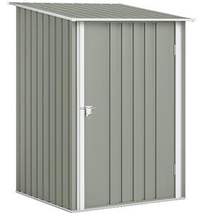 Outsunny Căsuță de Grădină 0.92m² din Oțel Galvanizat, Depozit pentru Unelte cu Ușă Batantă și Sistem de Blocare, Acoperiș Înclinat, 100x104x160 cm, Gri Deschis | Aosom Romania