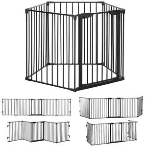 PawHut Poartă pentru Câini de Talie Mică și Medie, Țarc Pliabil cu Structură Modulară cu 5 Panouri, 300x3x74.5 cm, Negru | Aosom Romania